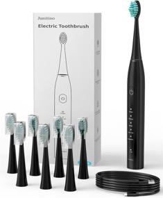 img 4 attached to 🦷 Sonic Electric Toothbrush for Adults - 8 Dupont Brush Heads, V-Sonic Technology, 5 Modes & Smart Timer - Rechargeable Toothbrush with Fast 3-Hour Charge, Up to 60 Days Usage