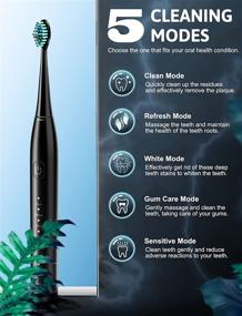 img 1 attached to 🦷 Sonic Electric Toothbrush for Adults - 8 Dupont Brush Heads, V-Sonic Technology, 5 Modes & Smart Timer - Rechargeable Toothbrush with Fast 3-Hour Charge, Up to 60 Days Usage
