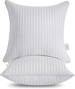 img 4 attached to 🛋️ Oubonun Upgrade 20 x 20 Throw Pillow Inserts: Soft Cotton Cover White Cushions with Polyester Filling - Pack of 2 for Couch, Bed, Sofa