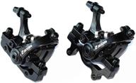 🚴 bucklos 【us stock】 bike mechanical brake caliper with adapter | mtb aluminum alloy bilateral drive disc brake caliper | bicycle front rear brakes calipers device equipped with brake pads logo