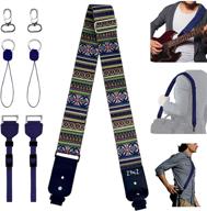 versatile blue ethnic pattern multipurpose shoulder strap: adjustable replacement 🔵 belt for cameras, guitars, crossbody bags, with wide strap and replaceable accessories logo