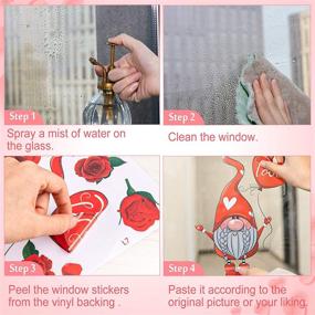 img 2 attached to 💌 Whaline 149Pcs Valentine's Day Window Cling Stickers - Double-Sided Heart Love Rose Gnome Decals - Large Reusable Waterproof Window Decor for Wedding Home Restaurant Store Window - 9 Sheet