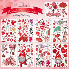 img 3 attached to 💌 Whaline 149Pcs Valentine's Day Window Cling Stickers - Double-Sided Heart Love Rose Gnome Decals - Large Reusable Waterproof Window Decor for Wedding Home Restaurant Store Window - 9 Sheet