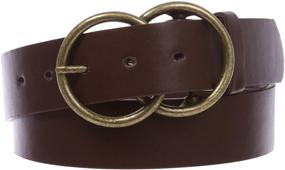 img 2 attached to Round Double Circle Buckle Leather Women's Accessories in Belts