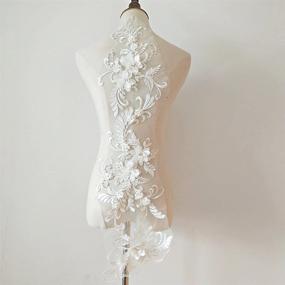 img 3 attached to White 3D Applique Sew On Patches: Floral Bead Sequin Lace for Wedding Dress & Veil - 3in1 20cmx72cm