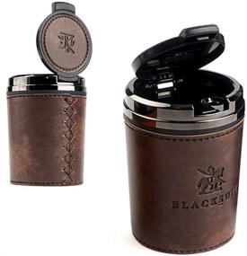 img 4 attached to Easy-clean Luxury Leather Car Ashtray Detachable for Most Car Cup Holders - Dark Brown (3 Color Options)