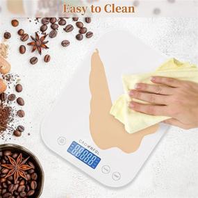 img 1 attached to CROWNFUL 22lb/11kg Digital Food Scale - Precise Weight Measurement in Grams and oz with LCD Display & Waterproof Glass Surface for Cooking, Baking - Battery Included (White)