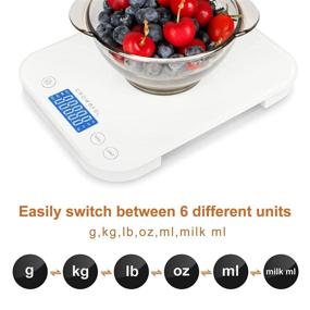 img 2 attached to CROWNFUL 22lb/11kg Digital Food Scale - Precise Weight Measurement in Grams and oz with LCD Display & Waterproof Glass Surface for Cooking, Baking - Battery Included (White)