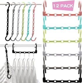 img 4 attached to 👕 12-Pack Sturdy Closet Organizers and Storage: Upgraded Space-Saving Hangers for Heavy Clothes - Magic Closet Organization Essential for Dorm Rooms