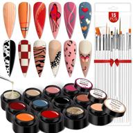 saviland gel nail polish kit: 12 color gel paint set with 15pcs drawing nail brush – perfect for nails art design, home & salon diy manicure logo