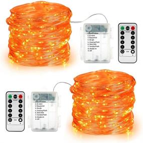 img 4 attached to 🎃 BrizLabs Orange Fairy Lights: 19.47ft 60 LED Orange String Lights with 8 Modes – Waterproof Outdoor Twinkle Lights for Halloween Decor with Remote Control