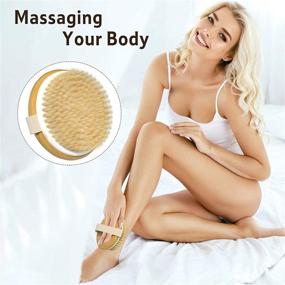 img 1 attached to 🌿 2-Pack Bamboo Dry Body Brushes - Wet and Dry Brushing, Cellulite and Lymphatic Brushing, Body Scrubber with Soft and Stiff Bristles, Suitable for All Skin Types