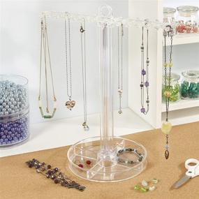 img 1 attached to 📿 STORi Clear Plastic Necklace Organizer with 30 Individual Pegs and Divided Jewelry Tray