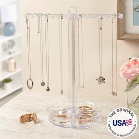 img 3 attached to 📿 STORi Clear Plastic Necklace Organizer with 30 Individual Pegs and Divided Jewelry Tray