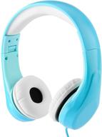 linkwin kids safety foldable stereo headphones, 3.5mm jack wired cord earbuds, volume 🎧 limited at 85db, on/over ear children toddler headset, compatible with ipad kindle airplane school, blue logo