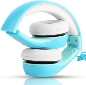 img 2 attached to LINKWIN Kids Safety Foldable Stereo Headphones, 3.5mm Jack Wired Cord Earbuds, Volume 🎧 Limited at 85dB, On/Over Ear Children Toddler Headset, Compatible with iPad Kindle Airplane School, Blue
