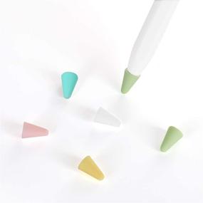 img 1 attached to 🎨 Защитные колпачки ZALU из силикона: идеальная защита для наконечников Apple Pencil (2-го поколения) - розовый + мятно-зеленый + белый + желтый + зеленый матча