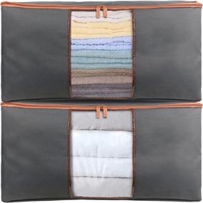 img 4 attached to 📦 WisHome 72L Under Bed Clothes Storage Bag Organizer | 2 Pack, 600D Oxford Fabric | Perfect for Comforters, Blankets, Bedding, Pillows, Toys, and Sweaters