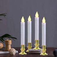 🕯️ goothy christmas window candles lights, led flickering candles lights with gold base - automatic timer (8/16 hour), 9'' battery operated candles for indoor table party decor - set of 4 логотип