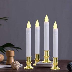 img 4 attached to 🕯️ Goothy Christmas Window Candles Lights, LED Flickering Candles Lights with Gold Base - Automatic Timer (8/16 Hour), 9'' Battery Operated Candles for Indoor Table Party Decor - Set of 4