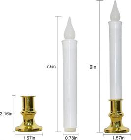 img 2 attached to 🕯️ Goothy Christmas Window Candles Lights, LED Flickering Candles Lights with Gold Base - Automatic Timer (8/16 Hour), 9'' Battery Operated Candles for Indoor Table Party Decor - Set of 4