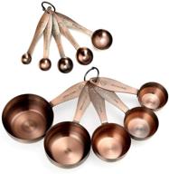 🥄 copper measuring cups and spoons set – stainless steel 10 piece set, stackable 5 measuring cups and 5 measuring spoons with 2 rings – antique copper plated, ideal for seo logo