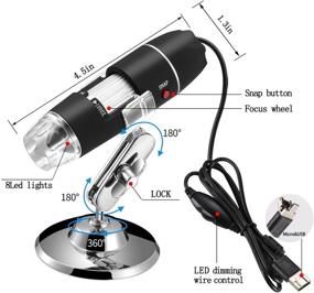 img 2 attached to 🔬 Jiusion Original USB Microscope 40-1000X with Portable Carrying Case, Digital Magnification Endoscope Camera, 8 LEDs, Metal Base for Micro USB, USB-C, Android, Windows, Mac, Linux, Chrome