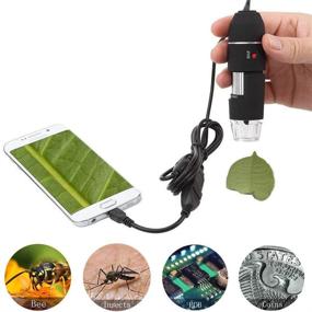 img 1 attached to 🔬 Jiusion Original USB Microscope 40-1000X with Portable Carrying Case, Digital Magnification Endoscope Camera, 8 LEDs, Metal Base for Micro USB, USB-C, Android, Windows, Mac, Linux, Chrome