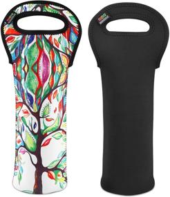 img 4 attached to Nuovoware Wine Bag - 2Pack 750ML Neoprene Portable Wine Tote Holders: 🍷 Insulated Carrier for Wine & Water Bottles, Home Travel, Picnic, Lucky Tree & Black