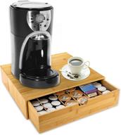 bamboo k-cup holder drawer with tea bag 🎍 organizer: perfect storage solution for kitchen, office, and coffee bars логотип