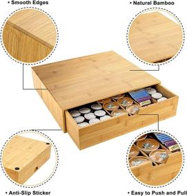 img 2 attached to Bamboo K-Cup Holder Drawer with Tea Bag 🎍 Organizer: Perfect Storage Solution for Kitchen, Office, and Coffee Bars