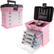 stalwart 75-st6088 pink storage and tool box - durable organizer 🔧 utility box with 4 compartments for hardware, fish tackle, beads, and more logo