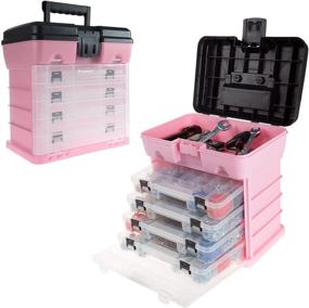 img 4 attached to Stalwart 75-ST6088 Pink Storage and Tool Box - Durable Organizer 🔧 Utility Box with 4 Compartments for Hardware, Fish Tackle, Beads, and More