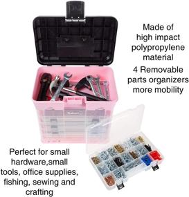img 2 attached to Stalwart 75-ST6088 Pink Storage and Tool Box - Durable Organizer 🔧 Utility Box with 4 Compartments for Hardware, Fish Tackle, Beads, and More