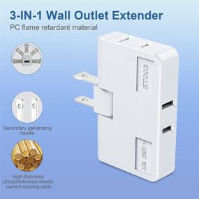 img 2 attached to Convenient 3 Way Flat Wall Outlet Extender AC Adapter - Easy Install | 2-Prong Swivel Mini Indoor Wall Tap Plug, Outlet Splitter (Home & Travel) Type A, White (2 Pack)