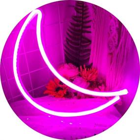 img 4 attached to Moon Neon Sign - Pink LED Neon Light for Bedroom Décor│USB/Battery Powered for Walls│Ideal Neon Wall Sign for Girls │Perfect for Christmas Party, Wedding, Kids Room, Living Room