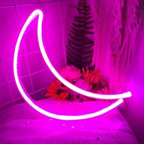 img 2 attached to Moon Neon Sign - Pink LED Neon Light for Bedroom Décor│USB/Battery Powered for Walls│Ideal Neon Wall Sign for Girls │Perfect for Christmas Party, Wedding, Kids Room, Living Room