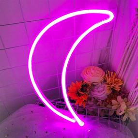 img 3 attached to Moon Neon Sign - Pink LED Neon Light for Bedroom Décor│USB/Battery Powered for Walls│Ideal Neon Wall Sign for Girls │Perfect for Christmas Party, Wedding, Kids Room, Living Room