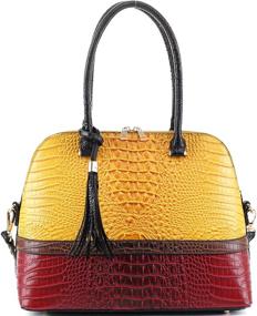 img 3 attached to Leopard Ostrich Leather Satchel Handbag Women's Handbags & Wallets in Satchels