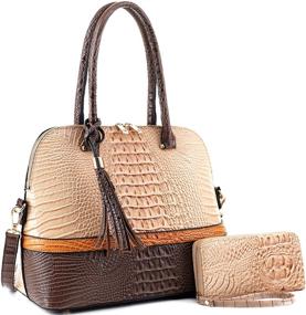 img 4 attached to Leopard Ostrich Leather Satchel Handbag Women's Handbags & Wallets in Satchels