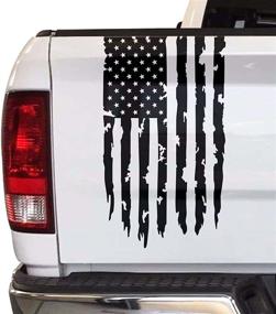 img 4 attached to Обветренный американский флаг США на заднем вороте грузовика Vinyl Decal совместим с большинством пикапов - графическая наклейка на заднюю часть грузового автомобиля (11