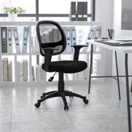 улучшите комфорт и продуктивность с помощью офисного стула flash furniture mid-back черного цвета с сетчатой спинкой и подлокотниками t-arms - стул для рабочего стола+. логотип