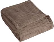 premium full/queen taupe cotton blanket by elite home products: grand hotel collection logo