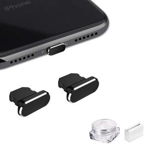 img 4 attached to 🔌Вставка-заглушка VIWIEU против пыли, металлическая, для iPhone 13/12 Mini/11 Pro Max iPad AirPods - 2 шт. крышка от пыли для порта Lightning, комплект аксессуаров (черный)