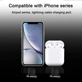 img 2 attached to 🔌Вставка-заглушка VIWIEU против пыли, металлическая, для iPhone 13/12 Mini/11 Pro Max iPad AirPods - 2 шт. крышка от пыли для порта Lightning, комплект аксессуаров (черный)