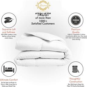 img 1 attached to 🛏️ Premium 1200 Thread Count Egyptian Cotton Comforter - Ultra Soft & Cozy - King/Cal King - White