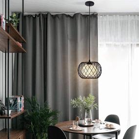 img 1 attached to 💡 Modern Pendant Hanging Light - Industrial-Light Fixture Rustic Ceiling, Mxsaoud Metal Cage Hanging Lamps Vintage Industrial Chandelier Black for Bedroom, Kitchen Island, Hallway, Entryway, Garage, Bathroom