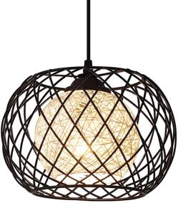 img 2 attached to 💡 Modern Pendant Hanging Light - Industrial-Light Fixture Rustic Ceiling, Mxsaoud Metal Cage Hanging Lamps Vintage Industrial Chandelier Black for Bedroom, Kitchen Island, Hallway, Entryway, Garage, Bathroom