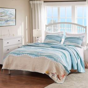 img 4 attached to 🌺 King/California King Greenland Home Maui Quilt Set (3 Piece) in Multi-Colored