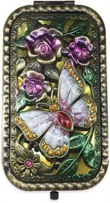 img 4 attached to 🦋 Vintage Foldable Metal Princess Butterfly Flower Russian Style Vanity Mirror - Travel Mirror by Luckymoo - Magnifying